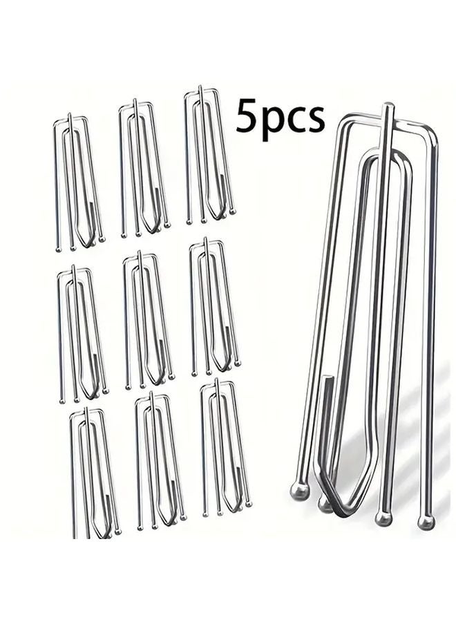 5Pcs Stainless Steel Curtain Hooks Pinch Pleat Holders For Drapes Shower Window Curtains - Image 1